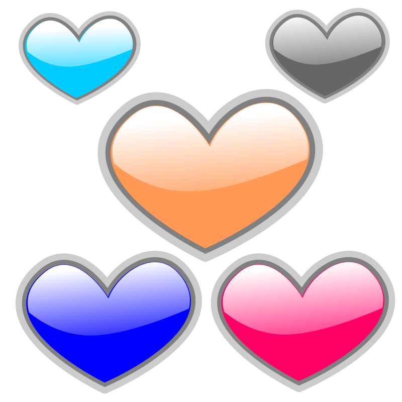 Colorful Hearts Collection PNG Image