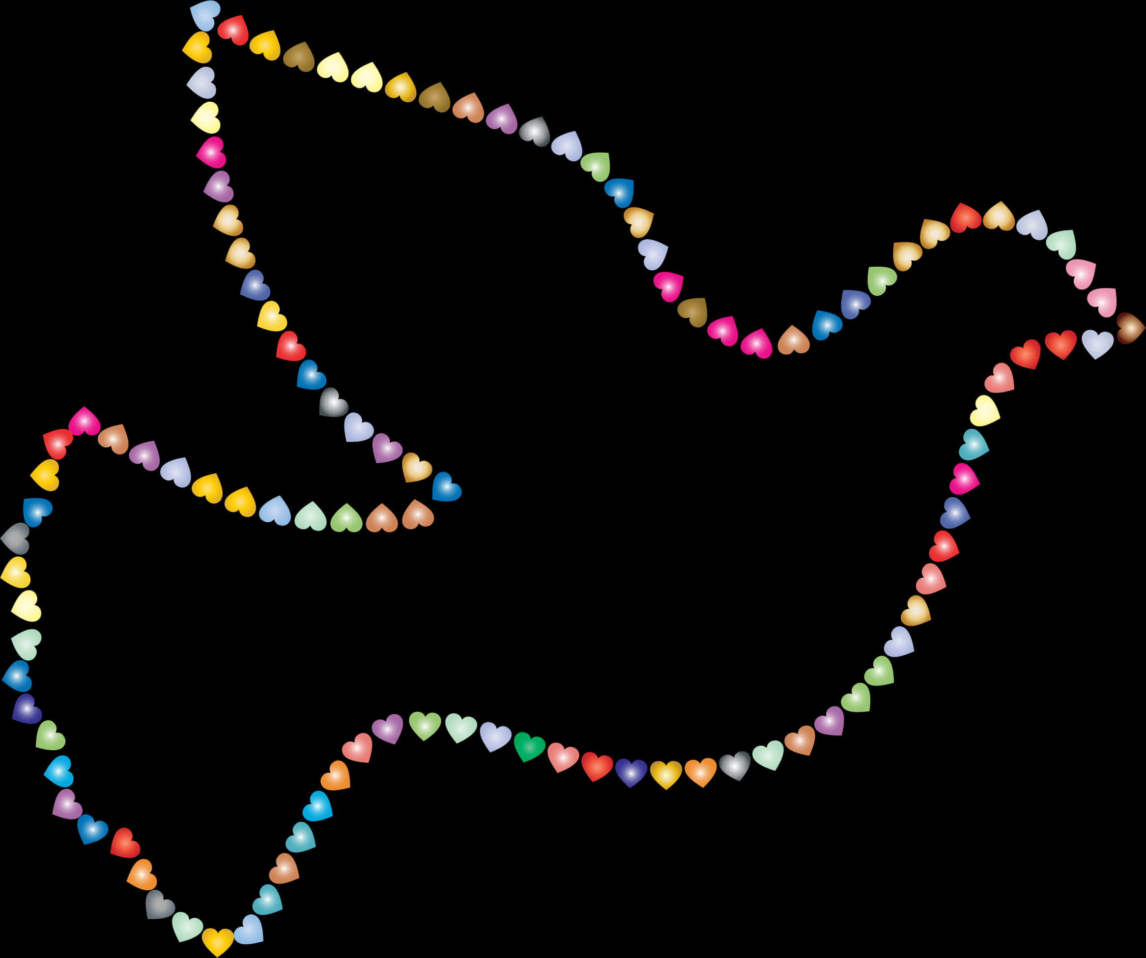 Colorful Hearts Dove Silhouette PNG Image