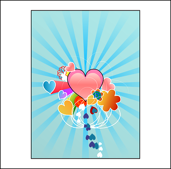 Colorful Hearts Explosion Graphic PNG Image