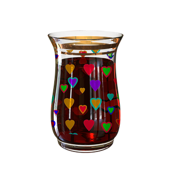 Colorful Hearts Glass Pitcher PNG Image