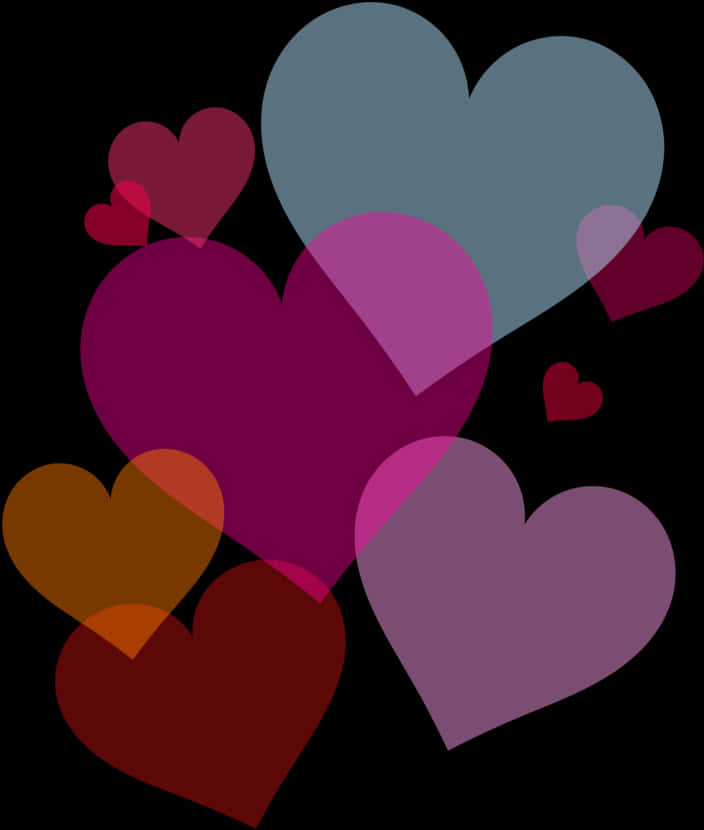 Colorful Hearts Overlay Graphic PNG Image