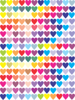 Colorful Hearts Pattern PNG Image