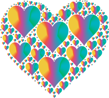 Colorful Hearts Pattern PNG Image