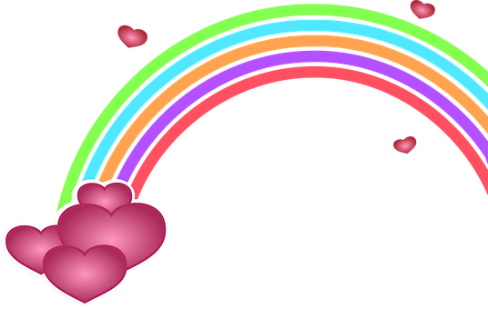 Colorful Heartsand Rainbow PNG Image