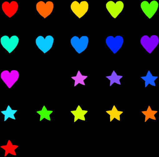 Colorful Heartsand Stars Pattern PNG Image