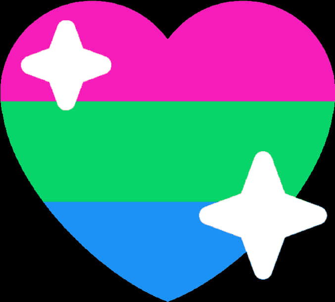 Colorful Heartwith Stars PNG Image