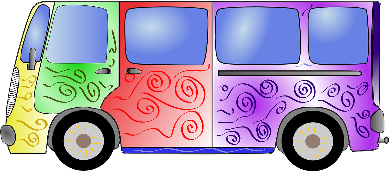 Colorful Hippie Van Illustration PNG Image