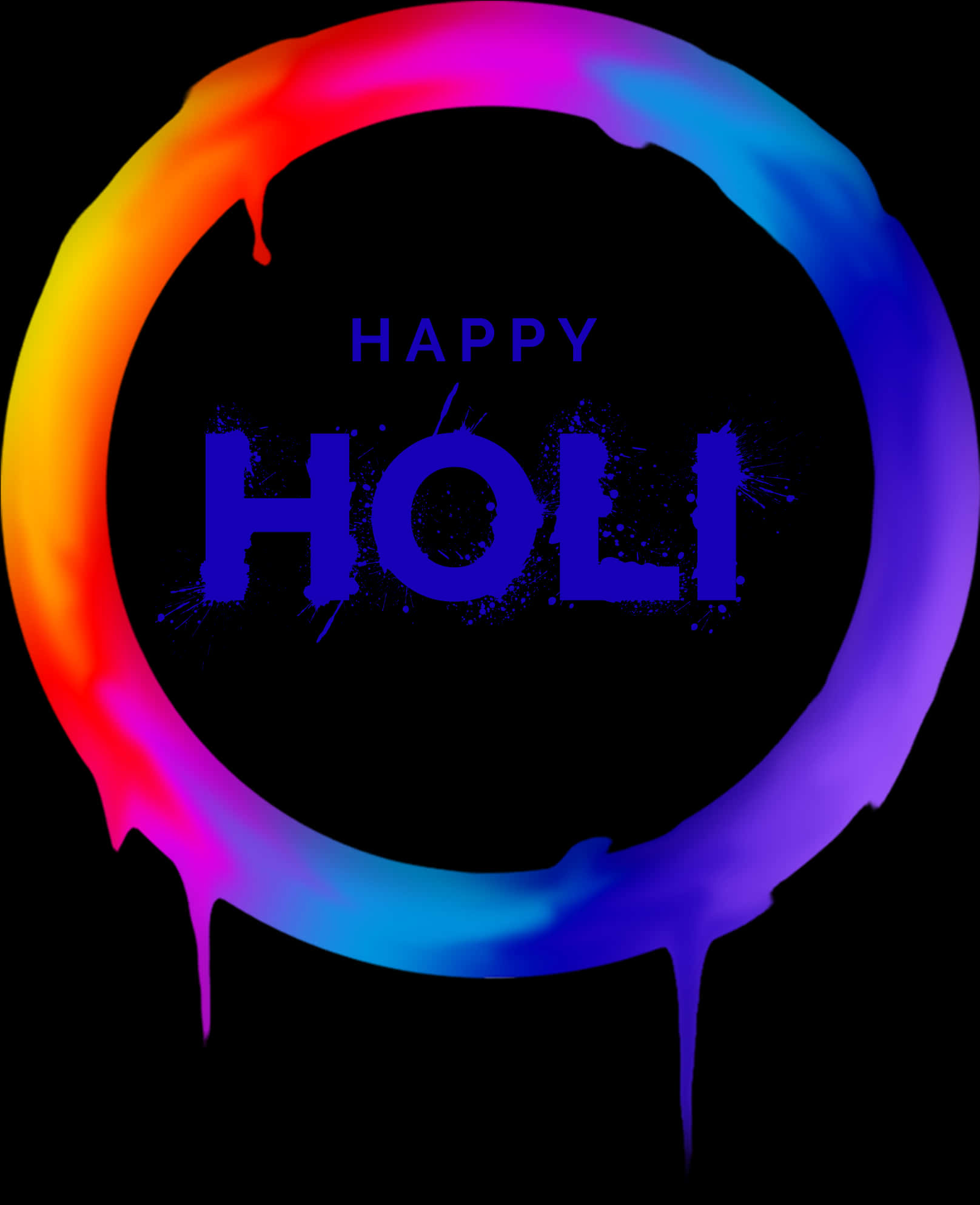 Colorful Holi Festival Greeting PNG Image