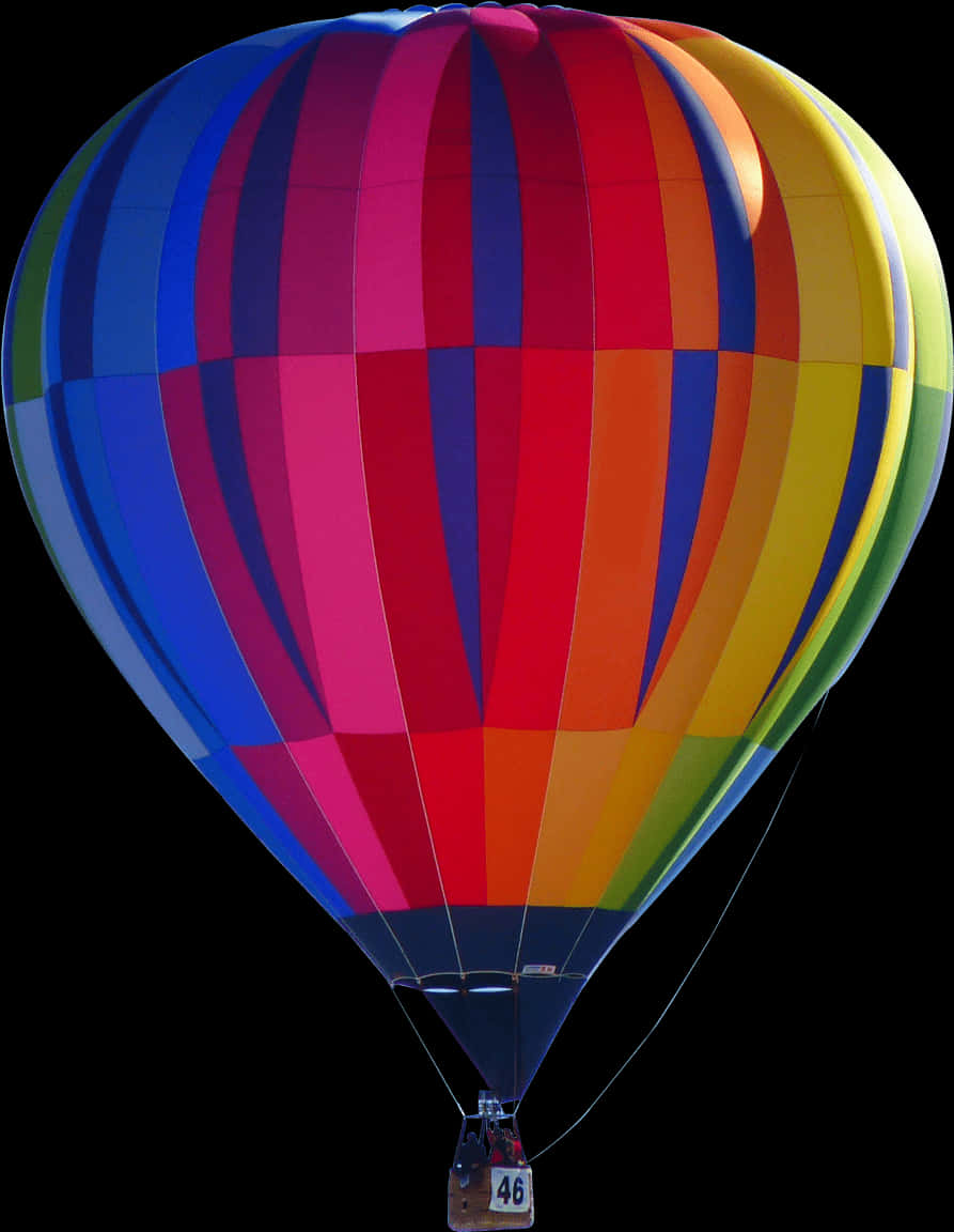 Colorful Hot Air Balloon Against Black Background PNG Image