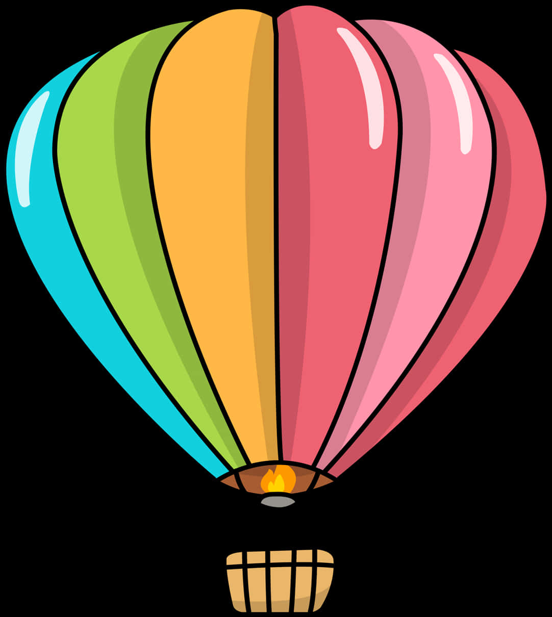 Colorful Hot Air Balloon Illustration PNG Image