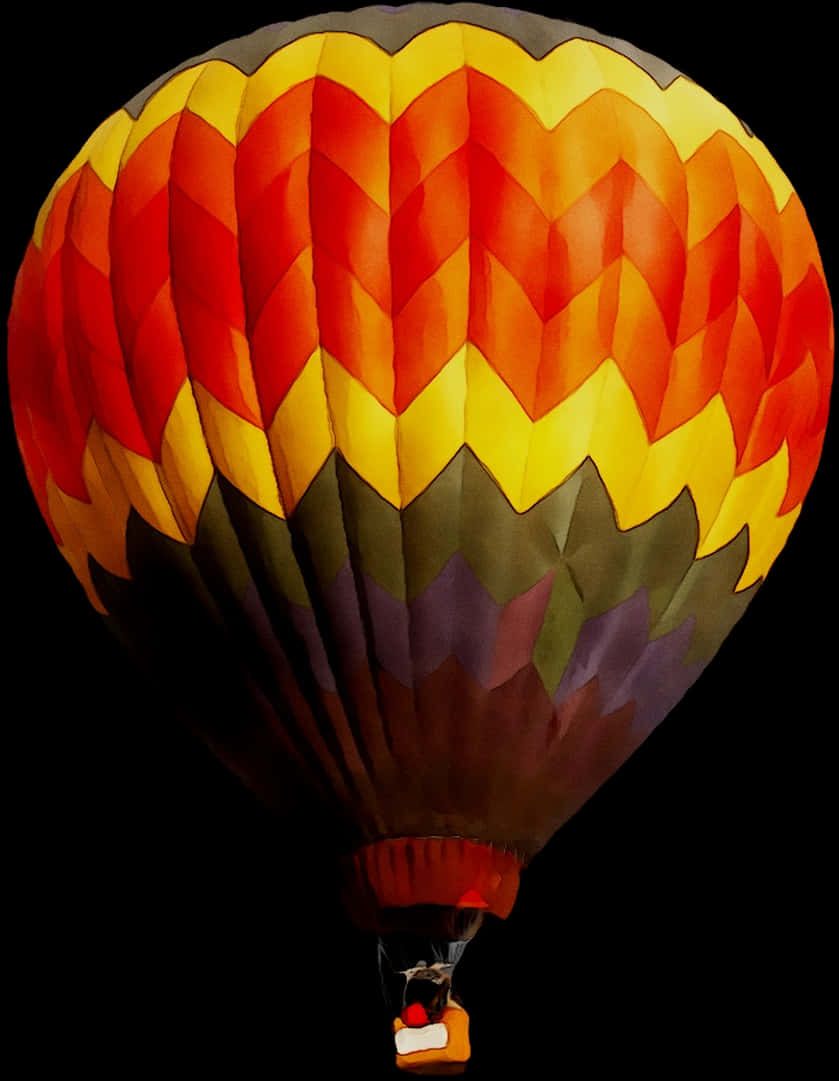 Colorful Hot Air Balloon Night Sky PNG Image