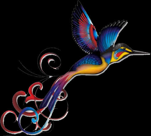 Colorful Hummingbird Tattoo Design PNG Image