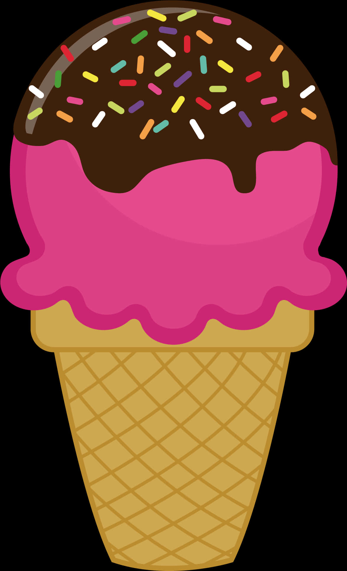 Colorful Ice Cream Cone Clipart PNG Image