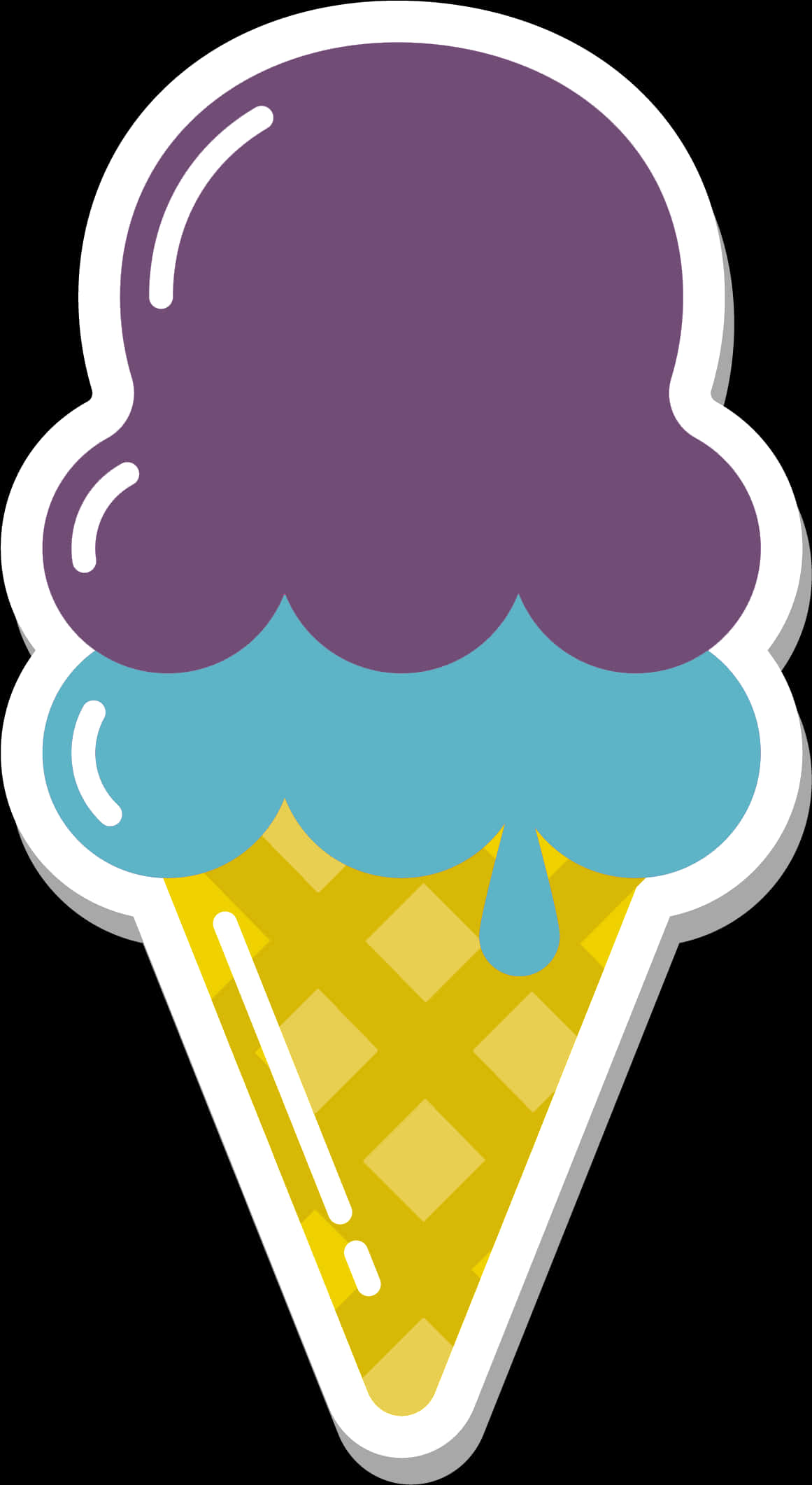 Colorful Ice Cream Cone Clipart PNG Image