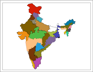 Colorful India Political Map PNG Image