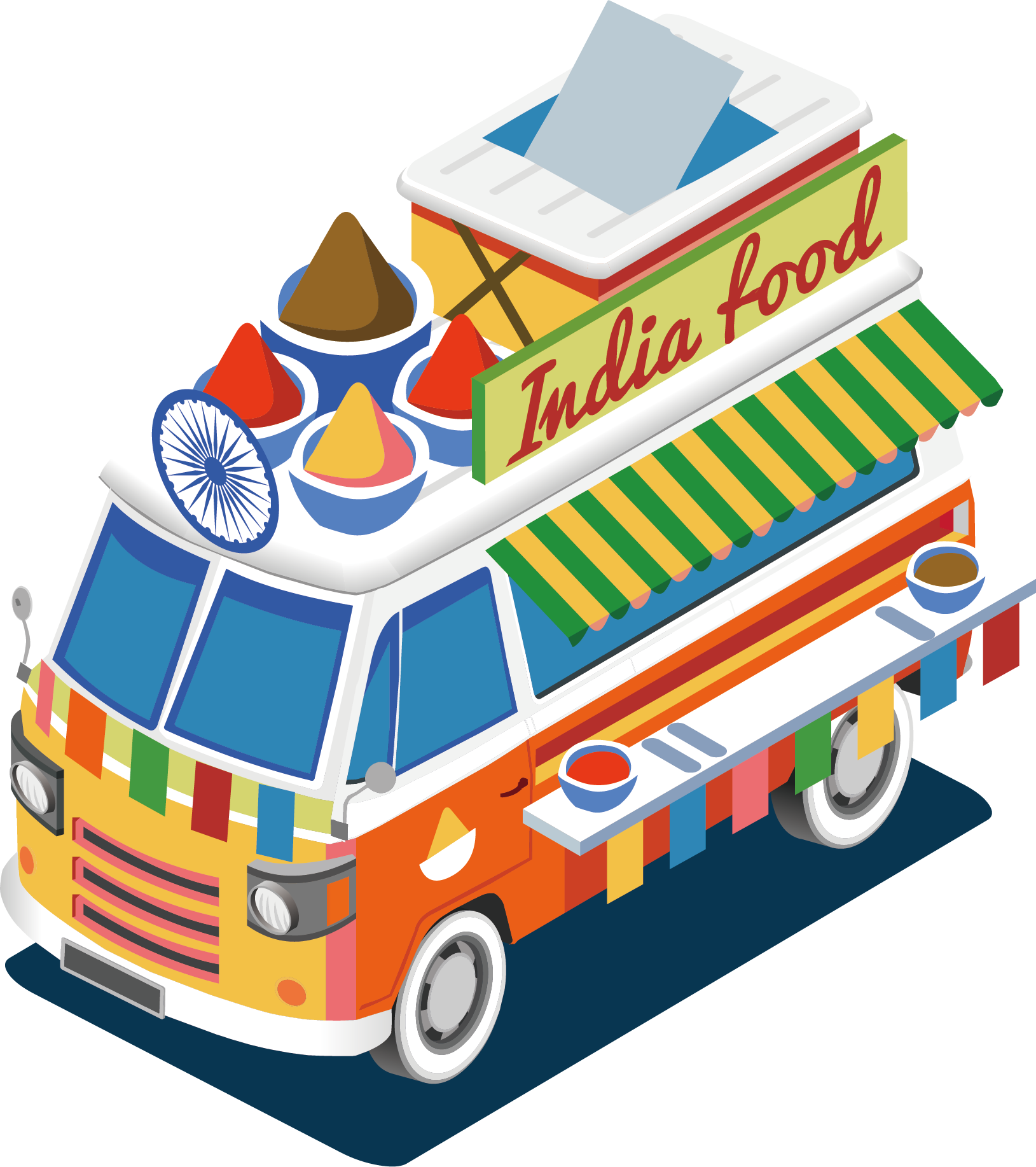 Colorful_ Indian_ Food_ Truck_ Illustration PNG Image