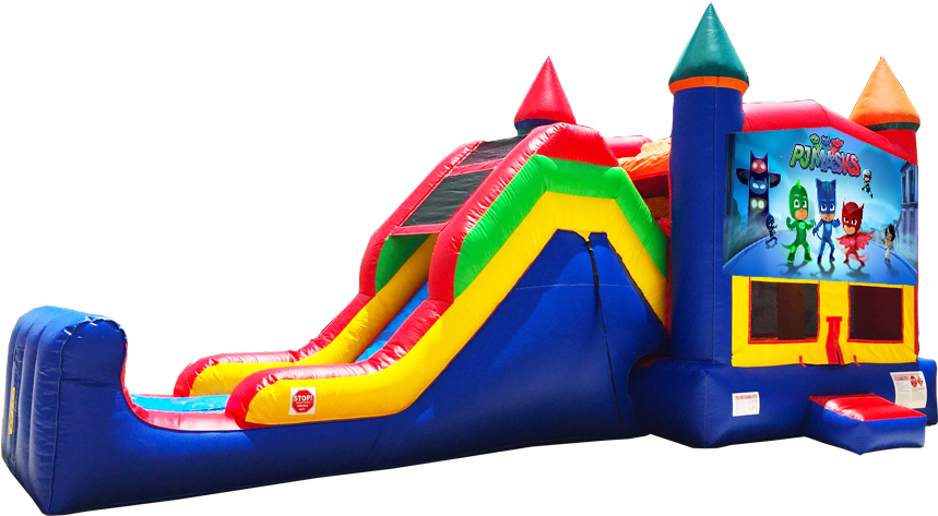 Colorful Inflatable Bounce Housewith Slide PNG Image