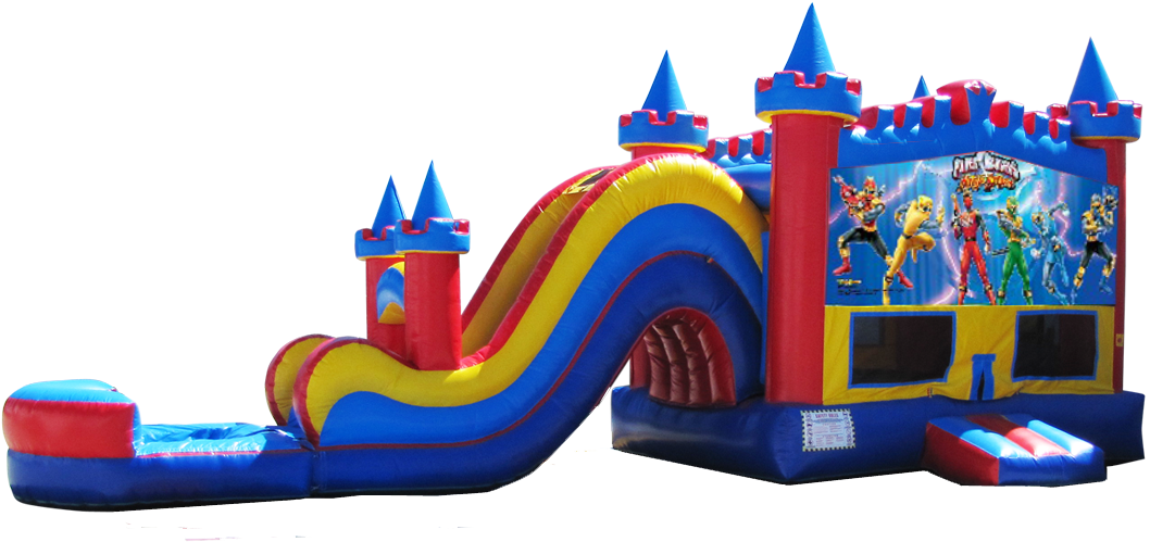 Colorful Inflatable Castle Slide Combo PNG Image