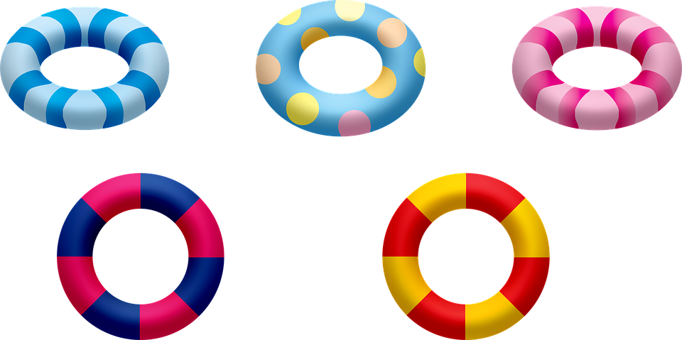 Colorful Inflatable Swim Rings Collection PNG Image