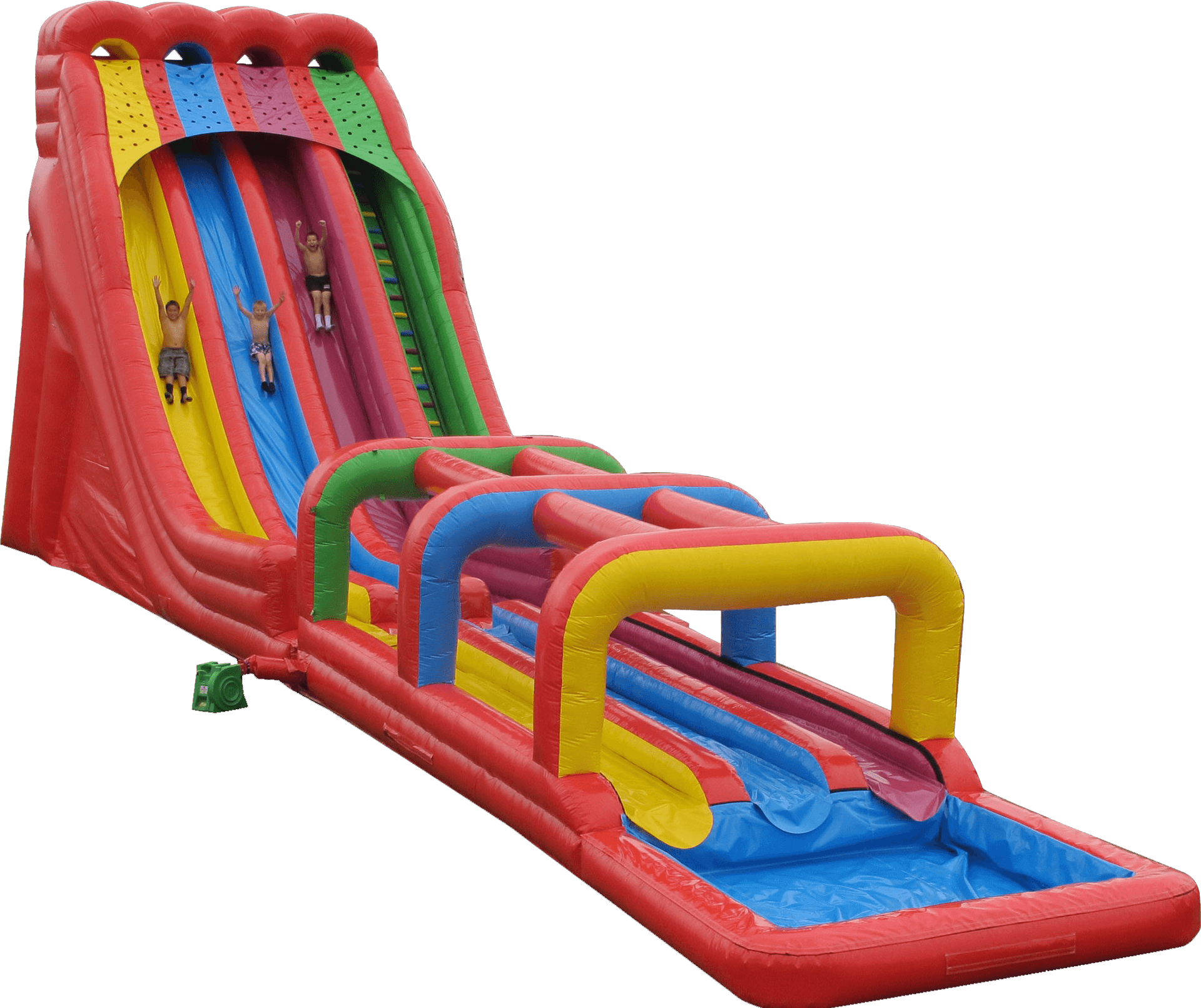 Colorful Inflatable Water Slide With Pool PNG Image