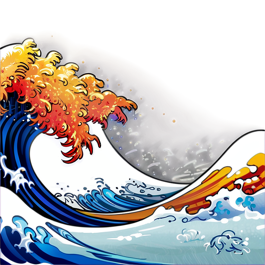 Colorful Japanese Wave Art Png Oor10 PNG Image