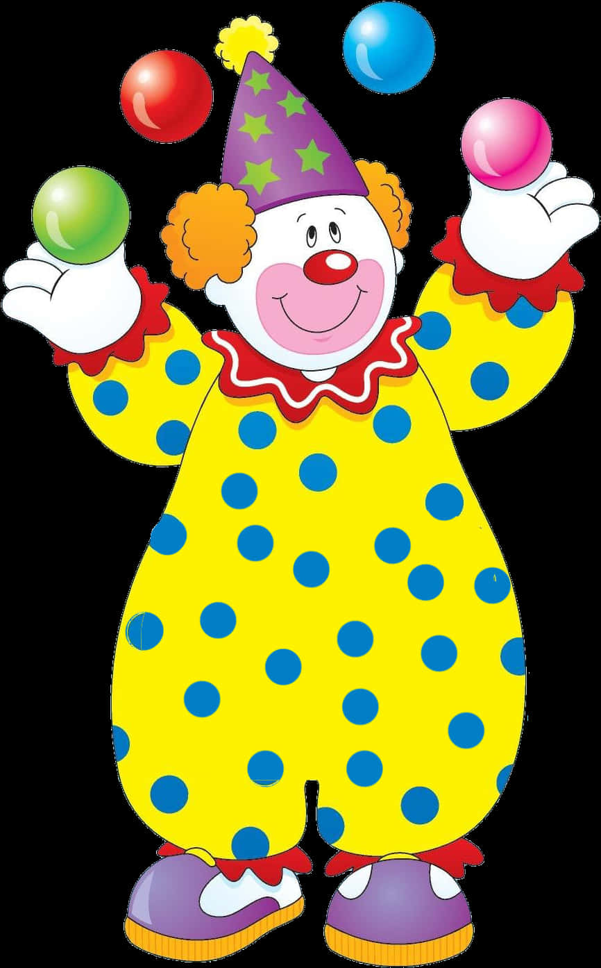 Colorful Juggling Clown Cartoon PNG Image