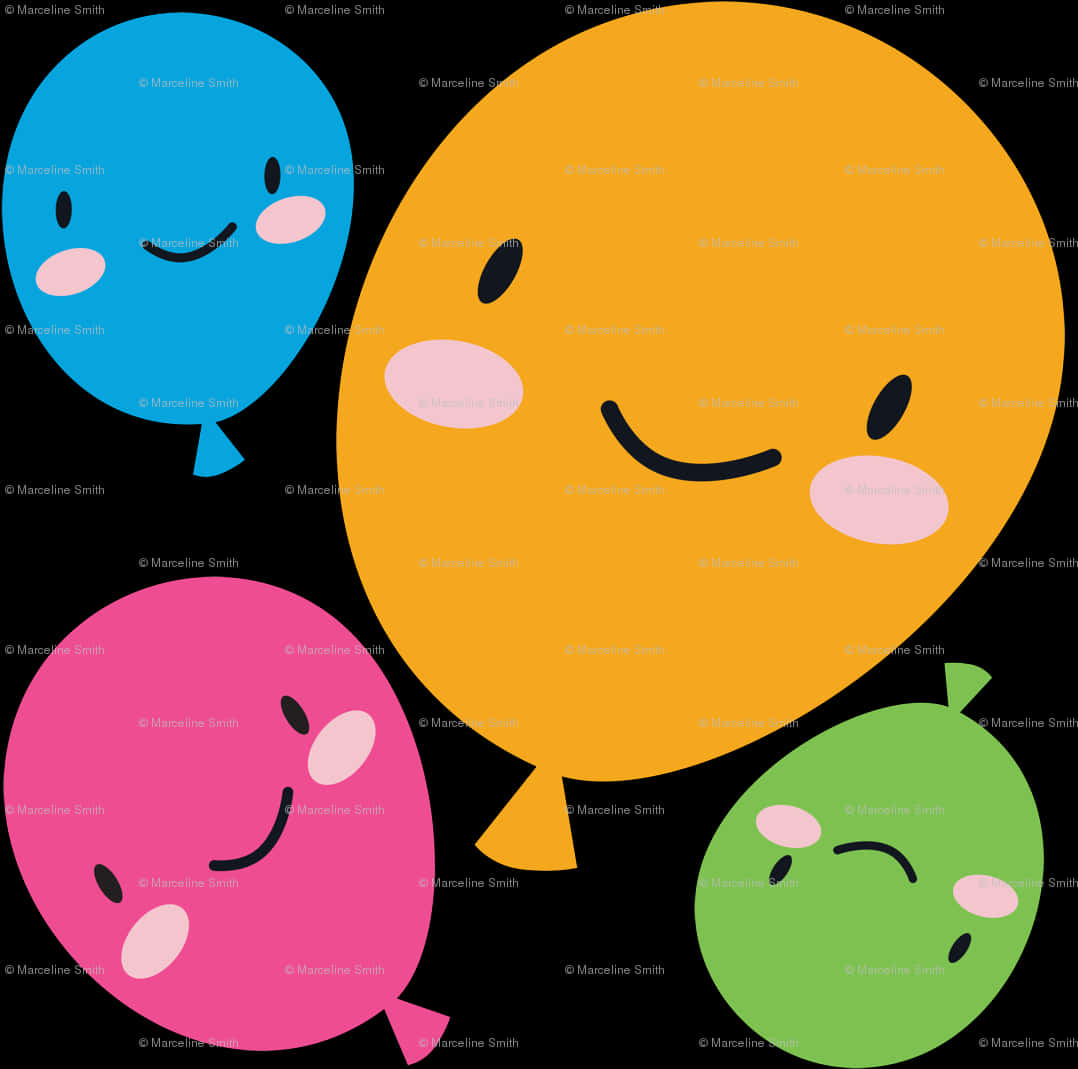 Colorful_ Kawaii_ Blush_ Balloons PNG Image