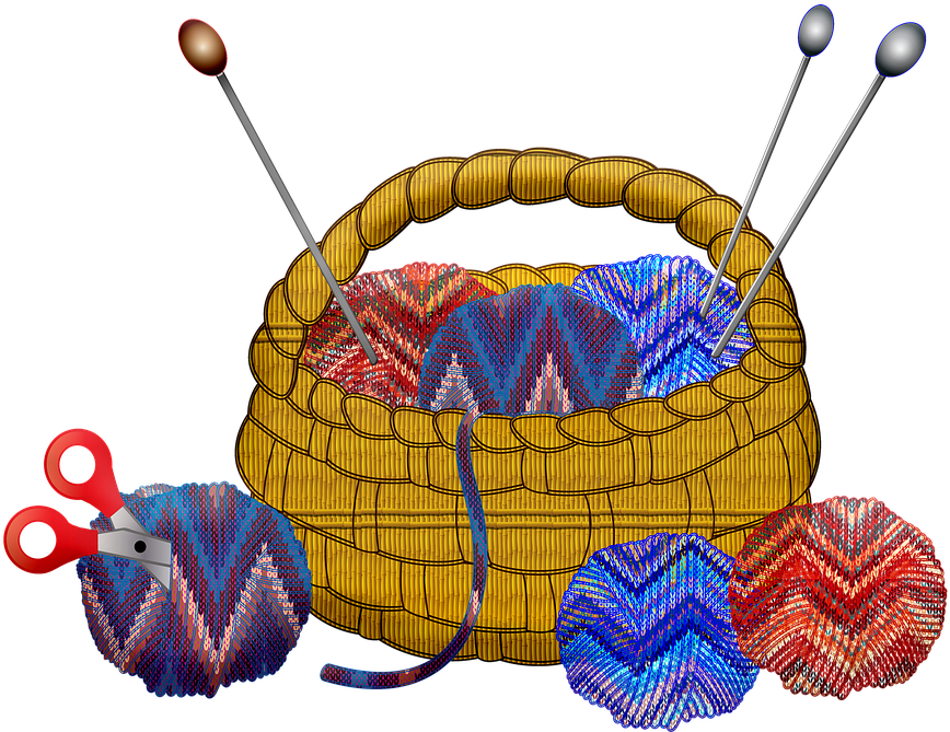 Colorful Knitting Projectand Supplies PNG Image