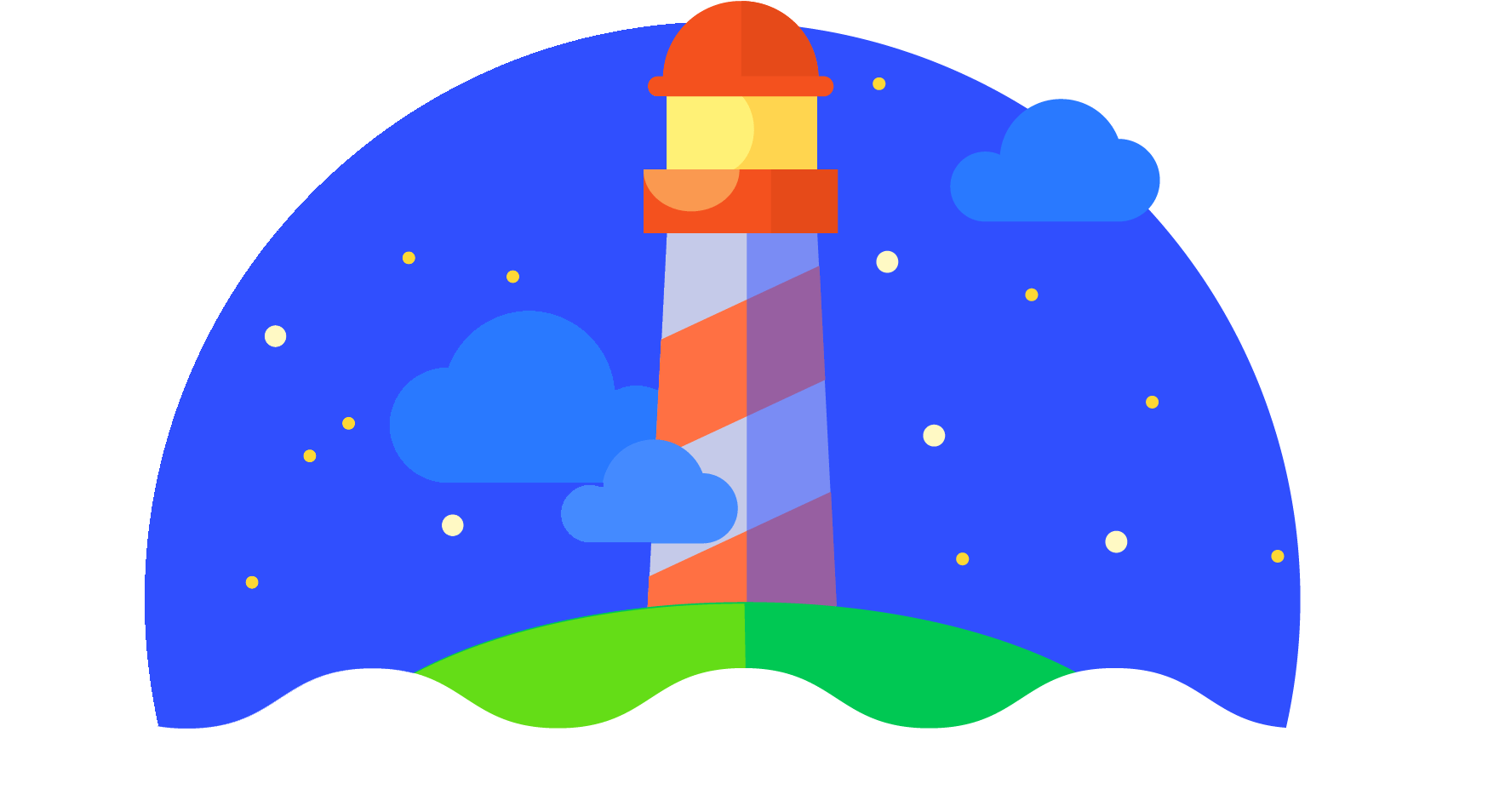 Colorful Lighthouse Illustration PNG Image