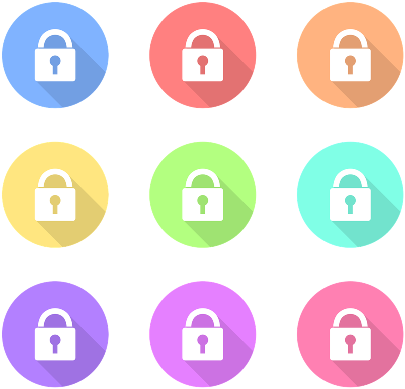 Colorful Lock Icons Set PNG Image