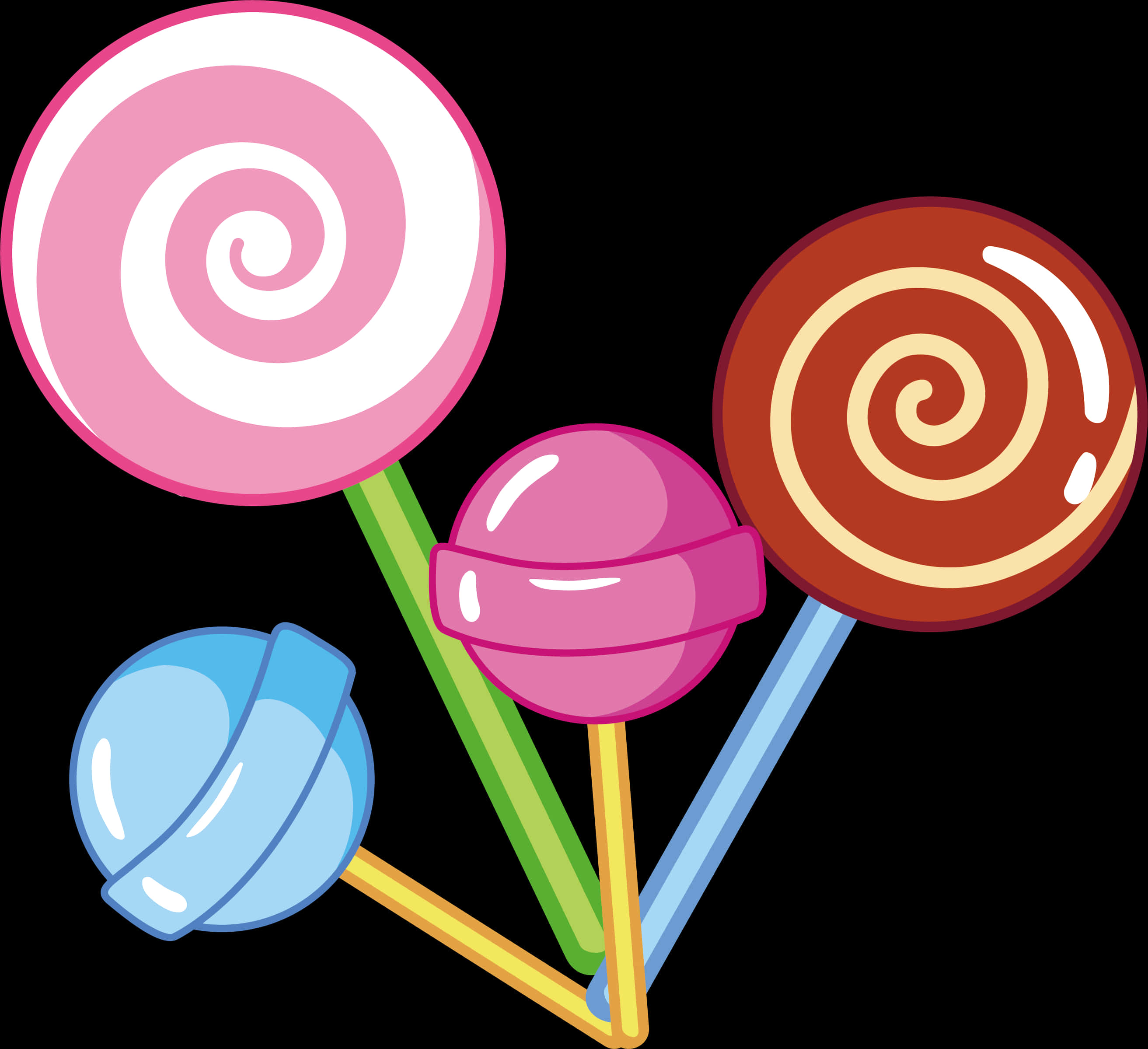 Colorful Lollipops Vector Illustration PNG Image