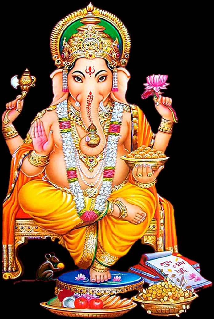 Colorful Lord Ganesh Artwork PNG Image