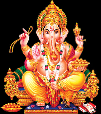 Colorful Lord Ganesh Artwork PNG Image