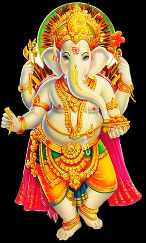 Colorful Lord Ganesh Illustration PNG Image