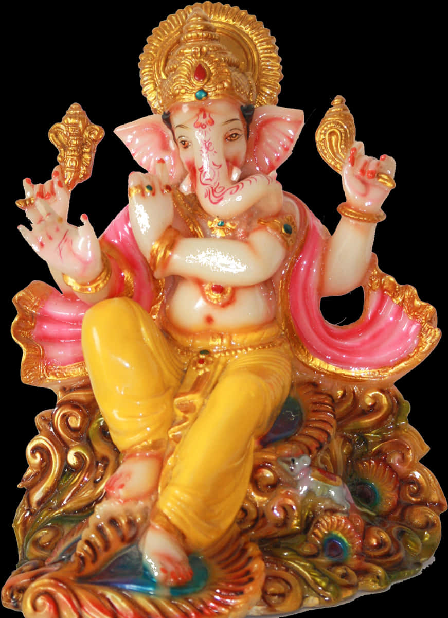 Colorful Lord Ganesh Statue PNG Image