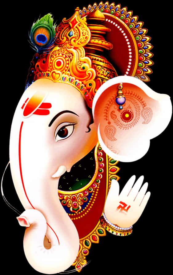 Colorful Lord Ganesha Artwork PNG Image