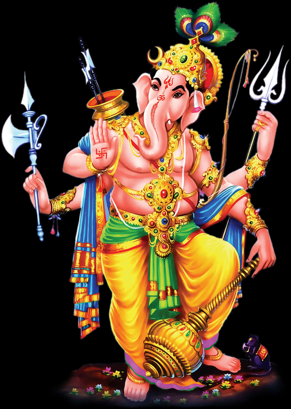 Colorful Lord Ganesha Artwork PNG Image