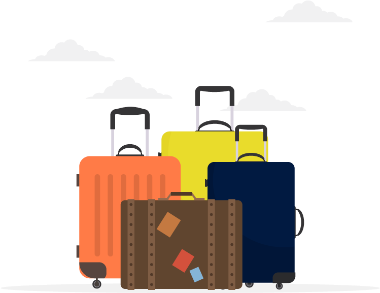 Colorful Luggage Collection PNG Image