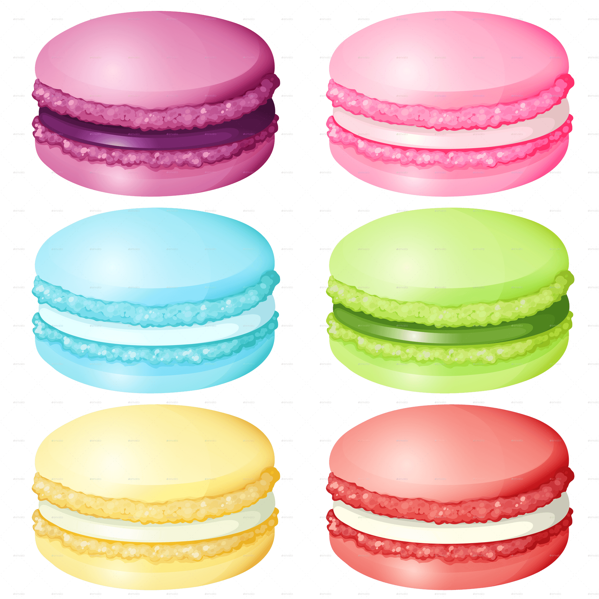 Colorful Macarons Collection PNG Image