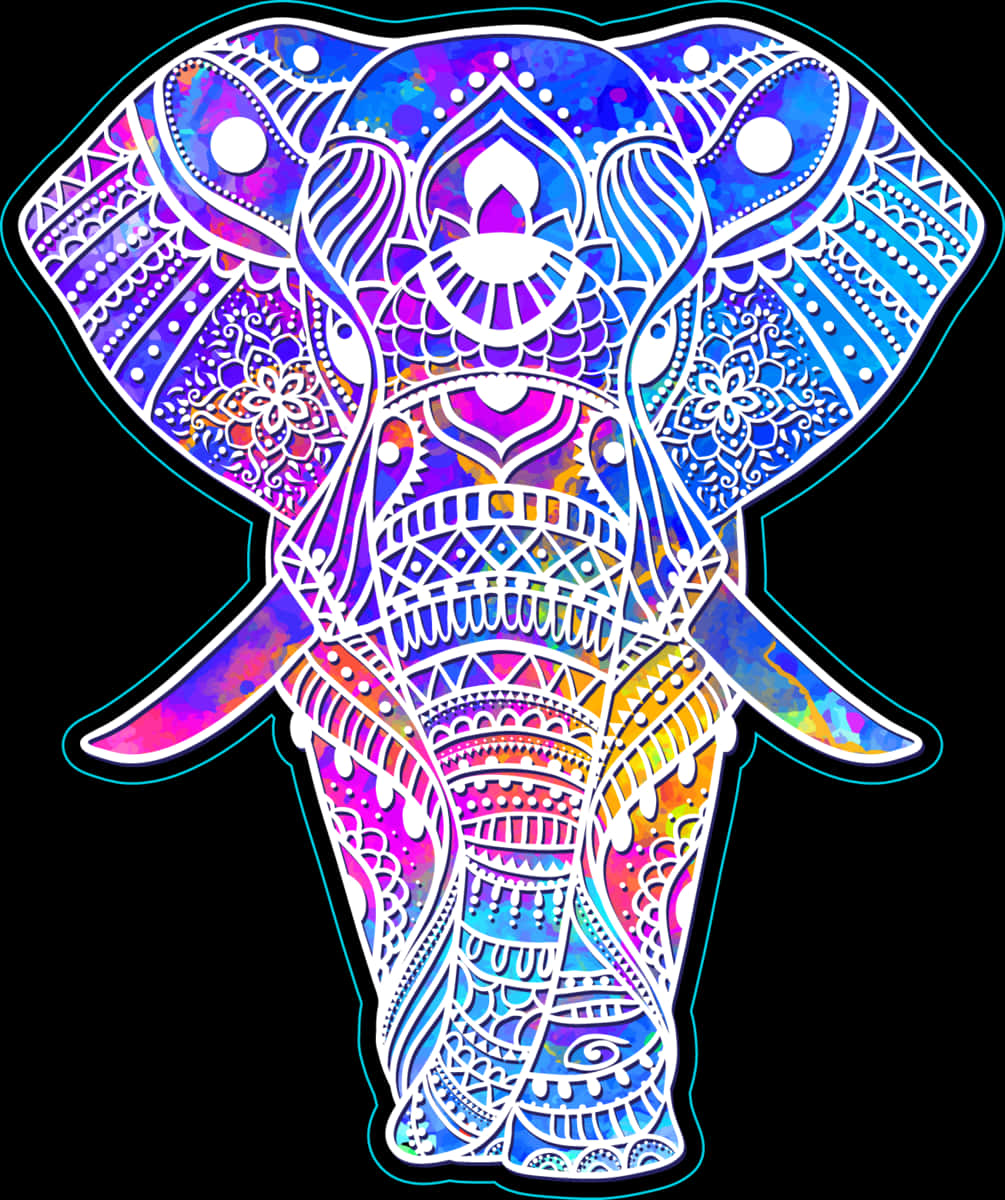 Colorful Mandala Elephant Artwork PNG Image