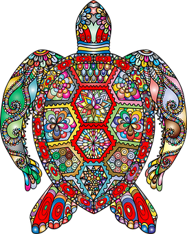 Colorful Mandala Turtle Artwork PNG Image