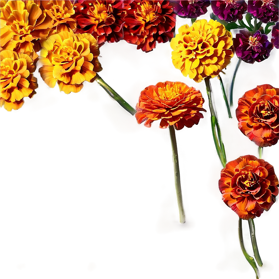 Colorful Marigolds Array Png Pon PNG Image