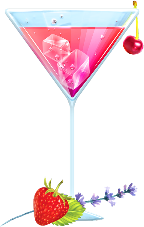 Colorful Martiniwith Cherryand Strawberry PNG Image