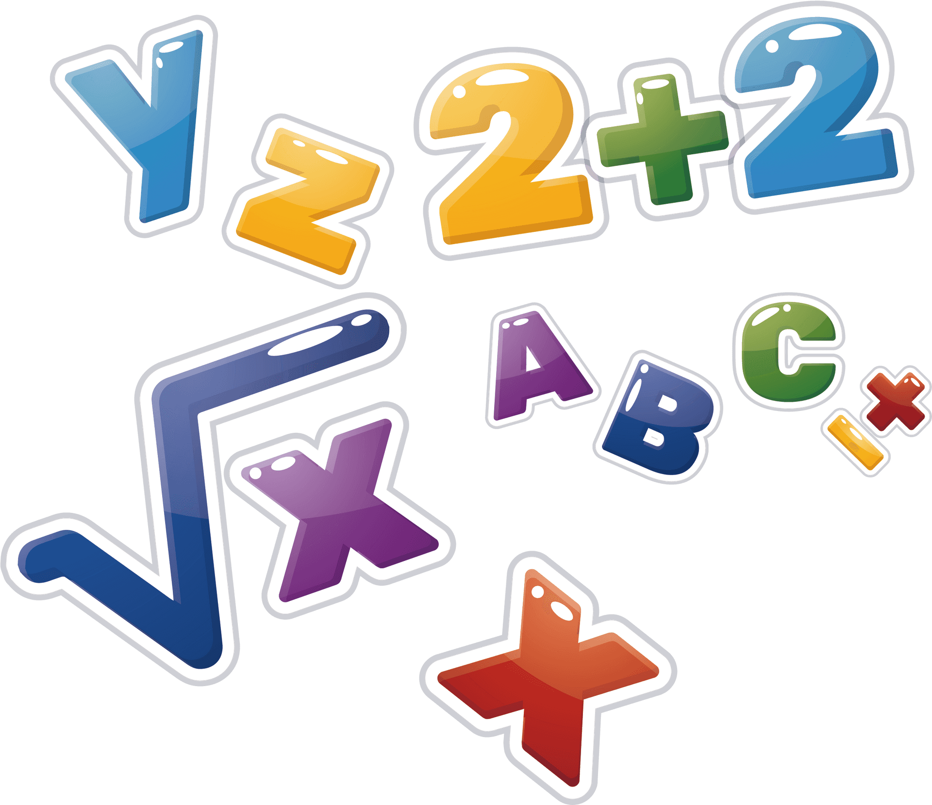 Colorful Math Symbolsand Operations PNG Image