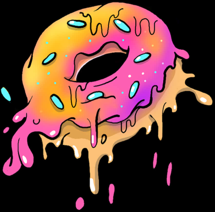 Colorful Melting Donut Illustration PNG Image