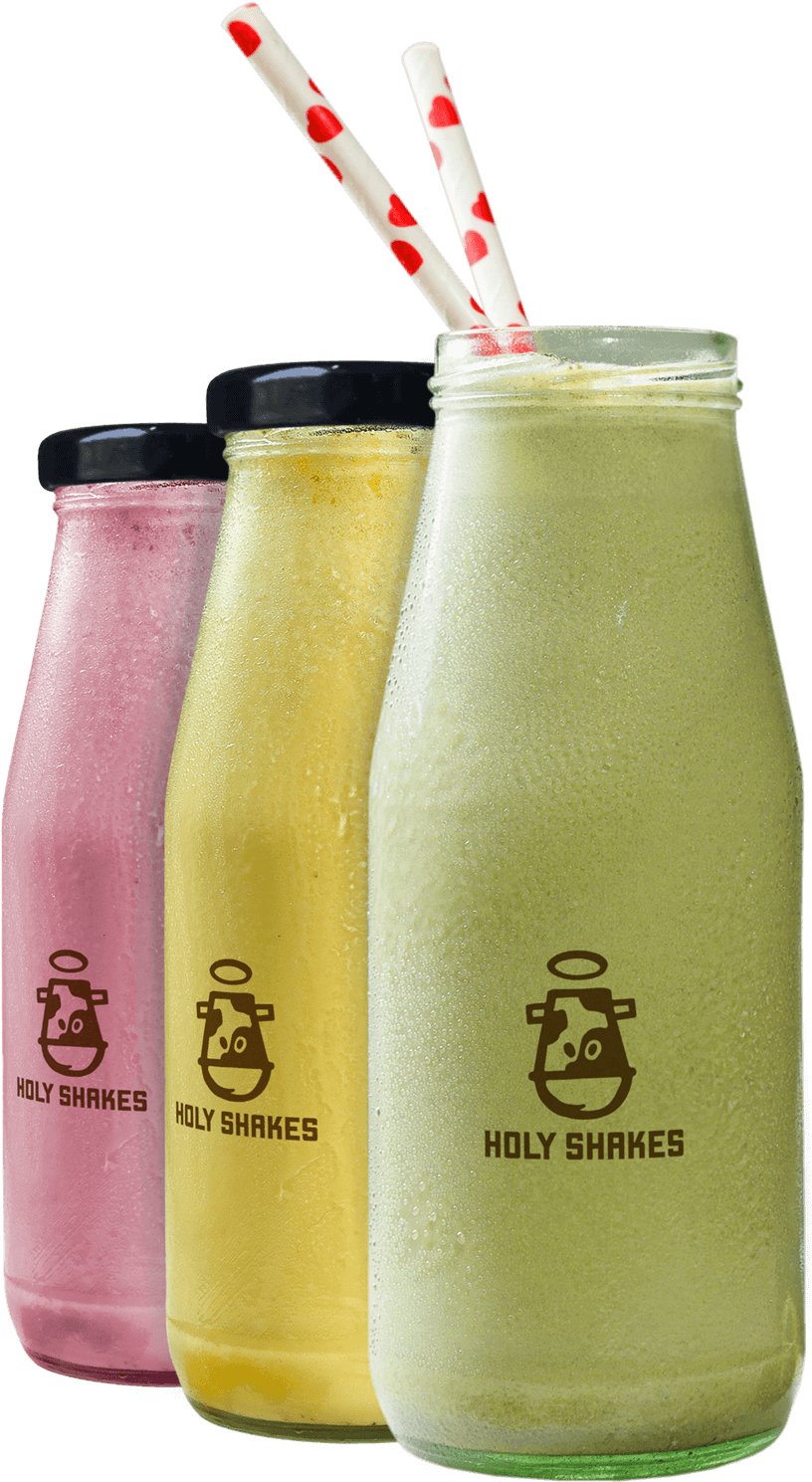 Colorful Milkshakesin Bottles PNG Image