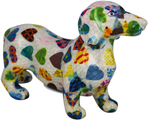 Colorful Mosaic Dachshund Figurine PNG Image