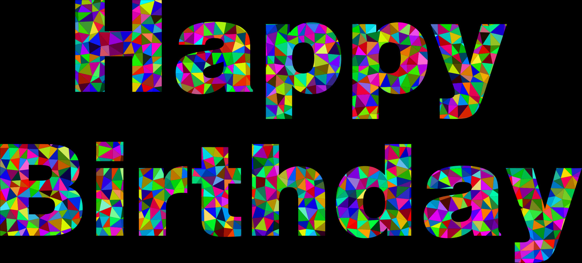 Colorful Mosaic Happy Birthday Text PNG Image