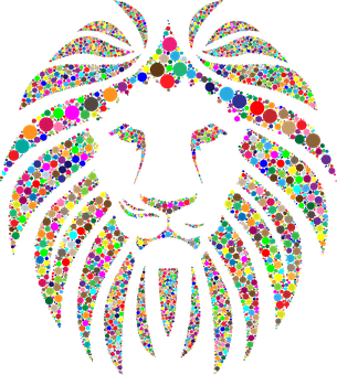 Colorful Mosaic Lion Art PNG Image