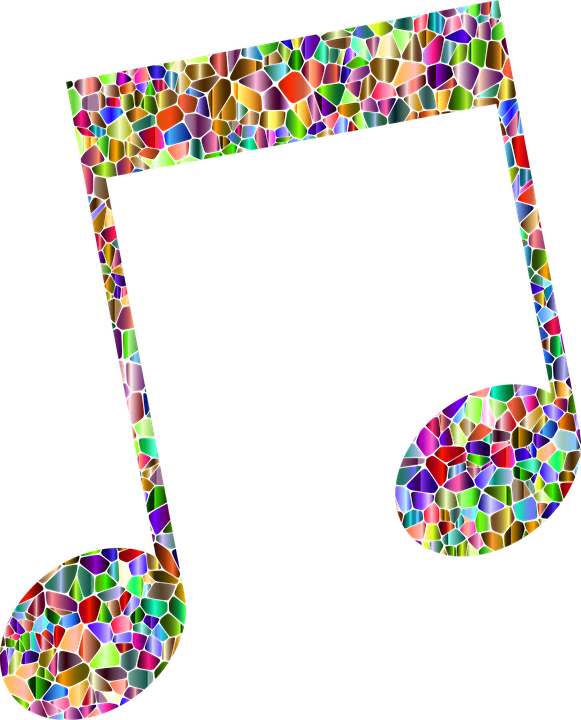 Colorful Mosaic Music Note PNG Image